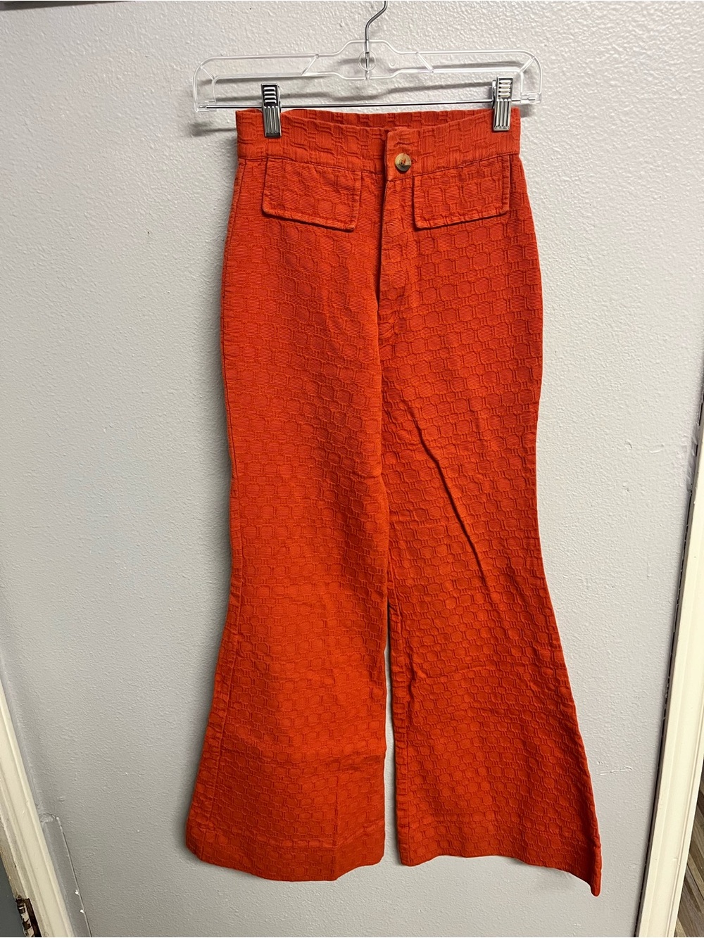 Urban Outfitters Orange Textured Ultra Flare Pants